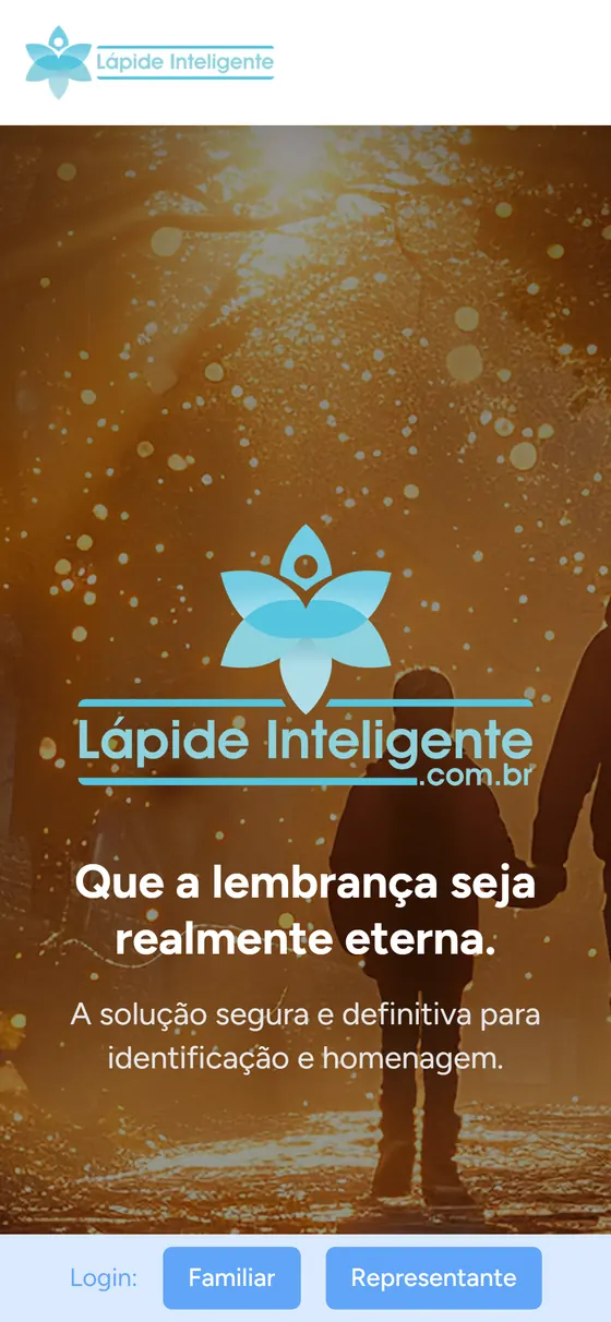 Site da Lápide Inteligente no celular